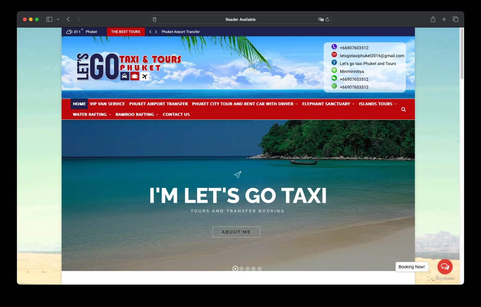 เว็บไซต์ทัวร์และแท็กซี่ Let's Go Phuket